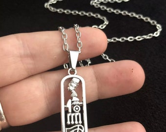 Ägyptische Kartusche Halskette Anhänger 24 Zoll Kette Pharoh Rah Ägypten Gott Silber Pharao