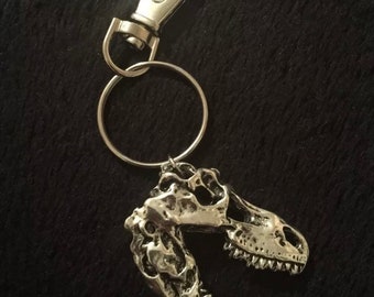 3D T-REX キーリングチャーム 恐竜の頭蓋骨 スケルトンヘッド キーチャーム