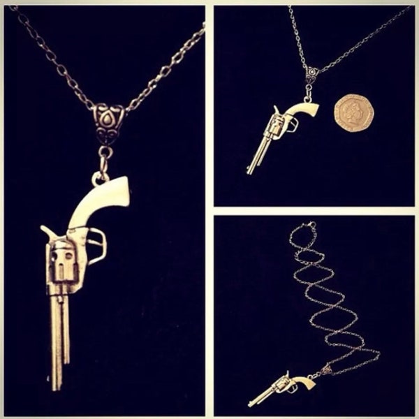 Collier pistolet 3D 30 pouces chaîne The Walking Dead revolver Rick Grimes pendentif pistolet * Royaume-Uni *