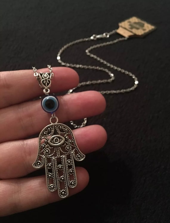 Real Solid 925 Sterling Silver Hamsa Hand Of Fatima Allah