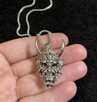 AsAlways Collana Demone Con Testa Di Capra E Pentacolo Invertito – Acciaio Inossidabile, Catena 55,9 Cm