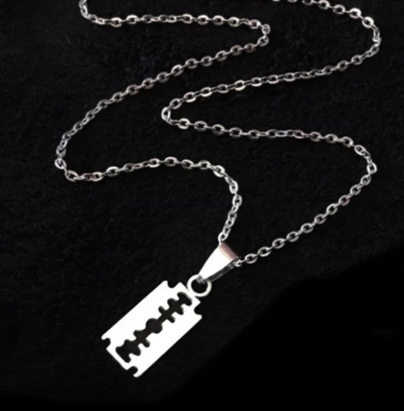 Razor Blade Necklace Pendant 18” Chain Silver It’s Ok Not to Be Ok ...