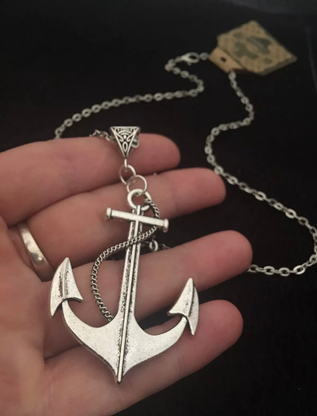 Extra Large Anchor Necklace Long 30 Inch Long Chain Nautical Extra Large Anchor Necklace Long 30 Inch Long Chain Nautical