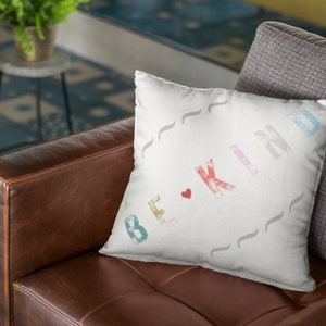 Be Kind Pillow, Heart Pillow, Rainbow Pillow, Love Pillow, Kindness, Christian - Pillow Sizes 14x14 or 16x16