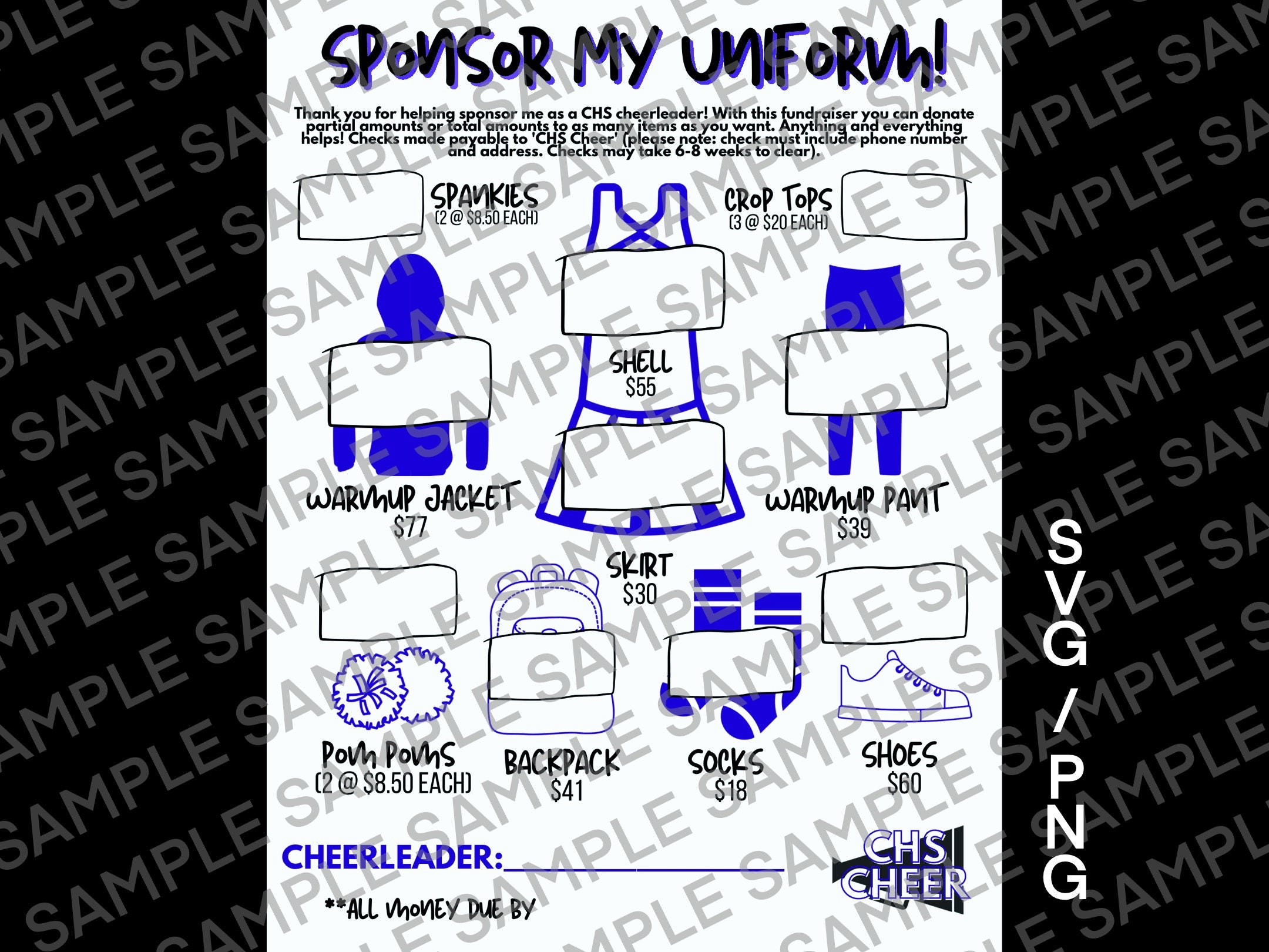 Royal Blue Cheerleading Fundaiser Template / Sponsor My Uniform Royal Blue Cheerleading Fundaiser Template / Sponsor My Uniform