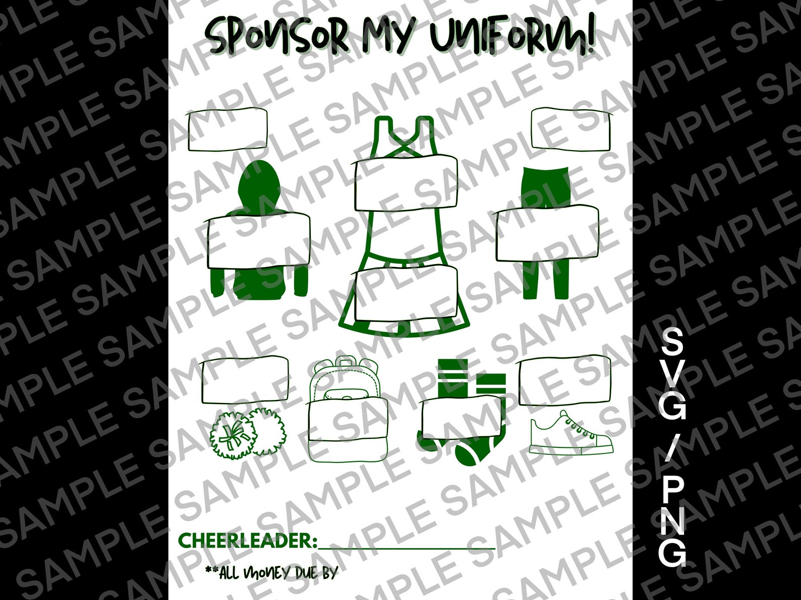 Green Sponsor My Uniform Template / Cheerleading Fundraiser Template