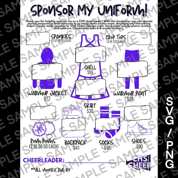 Buy Sponsor My Uniform Cheer Template Etsy Buy Sponsor My Uniform Cheer Template Etsy