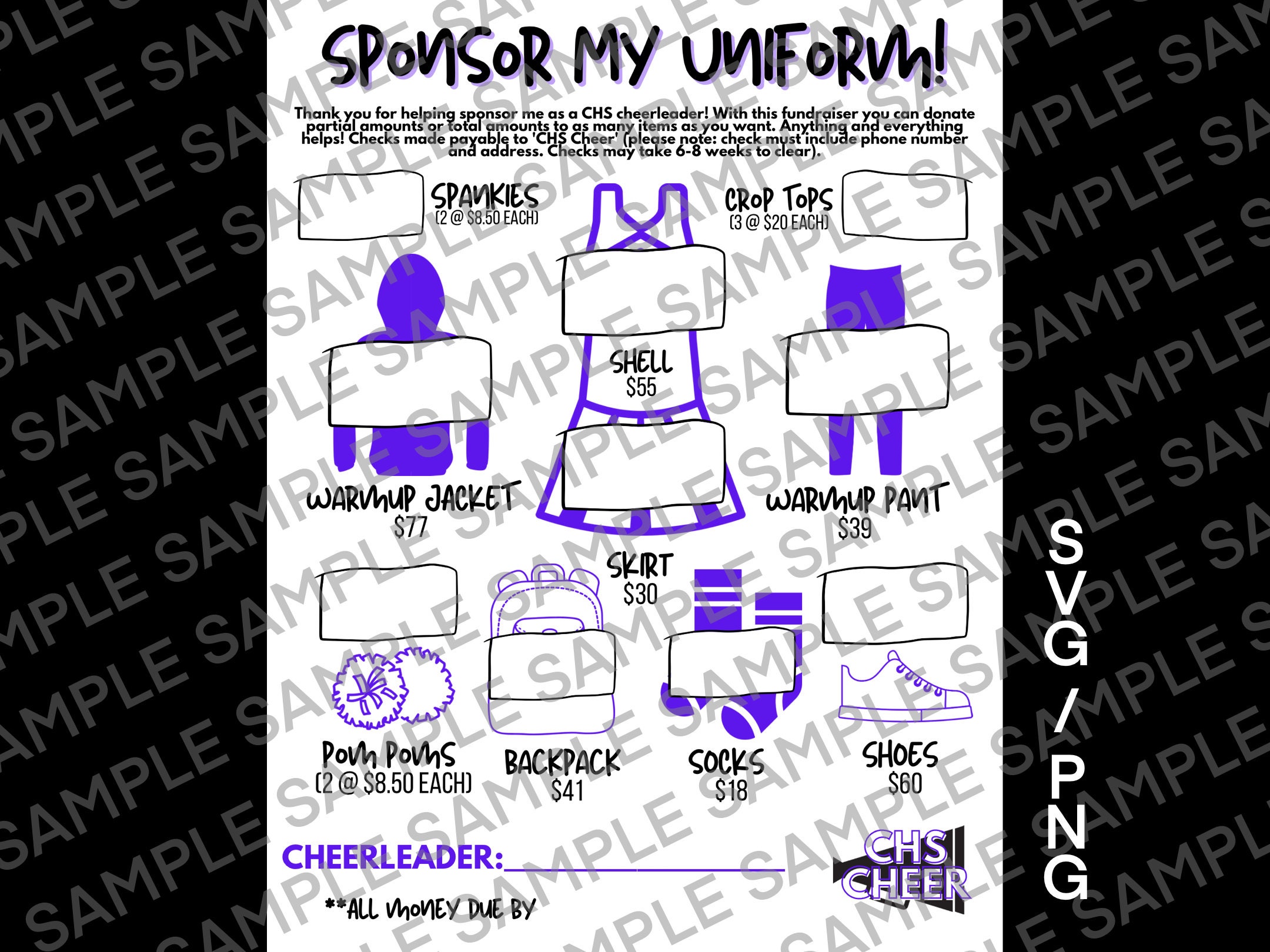 Sponsor My Cheer Uniform Template