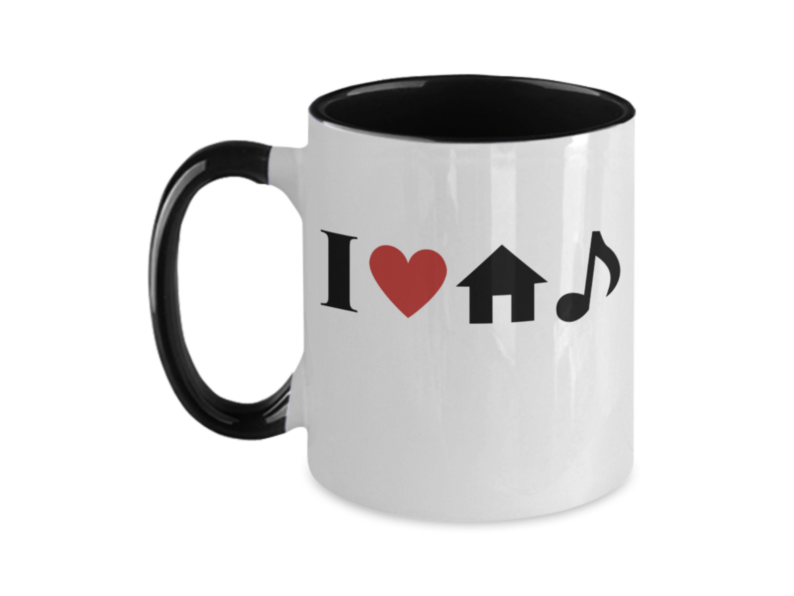 Coffee Mug Coaster Gift Set I Love House Music EDM Tea 