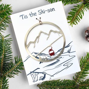 Tarjeta "Tis the Ski-son" y adorno de góndola: set de regalo todo en uno