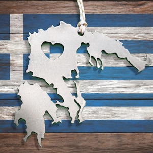 Sunny Greece Ornament  - Optional engraving - stainless steel  - Made in USA