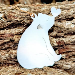 Bear Love Ornament - Vatertagsgeschenk - Optional mit Gravur - Edelstahl und handbemalt - Made in USA