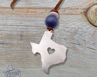 Texas Love Stainless Steel Charm with Carnelian Gemstone aka The Sunset Stone - Made in USA