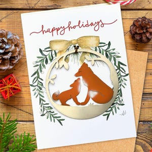 Carte Happy Holidays et décoration renard - Tout en un