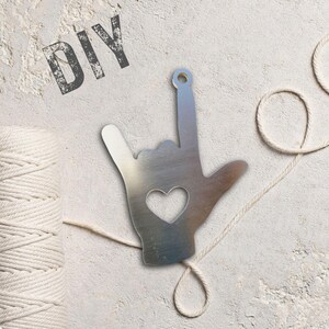 ASL Kocham Cię DIY Charm - Stal nierdzewna - Zrównoważony i przyjazny dla środowiska - Wyprodukowano w USA