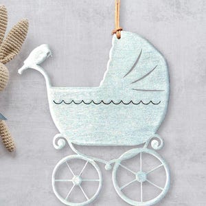 Baby-Pram-Verzierung - Optional mit Gravur - Edelstahl und handbemalt - Made in USA
