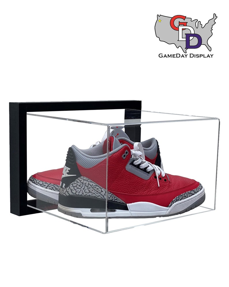 Framed Acrylic Wall Mount Shoe Pair Display Case Size 12 and Under by Gameday Display Etsy