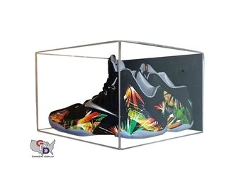 Acrylic Wall Mount Shoe Pair Display Case Size 12 and under by GameDay Display