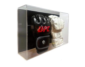 Acrylic Wall Mount Full Size Double UFC Combat Sport glove Display Case by GameDay Display