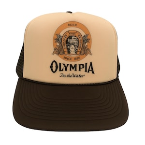 Olympia Beer Trucker Hats | Trendy Trucker Mesh Hats | Retro Vintage Trucker Hat | Adjustable Trucker Foam Brown Hats | Snapback Hats Mans