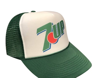 7UP Trucker Hat Vintage Snapback Hat Mesh hat Green Hat adjustable unworn