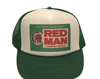 Redman Tobacco Trucker Hat Vintage Snapback Hat Mesh hat Green Hat adjustable unworn