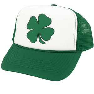 Four Leaf Clover Trucker Hat | Vintage Trucker Hats | Adjustable Trucker Foam Green Hat | Snapback Hats | Trucker Hat Man | Trucker Mesh Hat