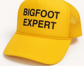 Bigfoot Expert Trucker Hats | Vintage Trucker Hats | Adjustable Trucker Foam Yellow Hat | Snapback Hats | Trucker Hat Man | Trucker Mesh Hat