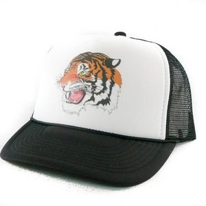 Tiger Trucker Hats | Trendy Trucker Mesh Hats | Retro Vintage Trucker Hat | Adjustable Trucker Foam Black Hats | Snapback Hats Mans