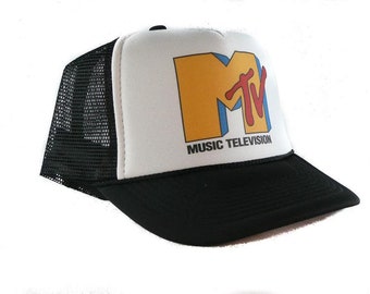 MTV Trucker Hat Vintage Hysteresenhut Netzhut Schwarzer Hut verstellbar ungetragen