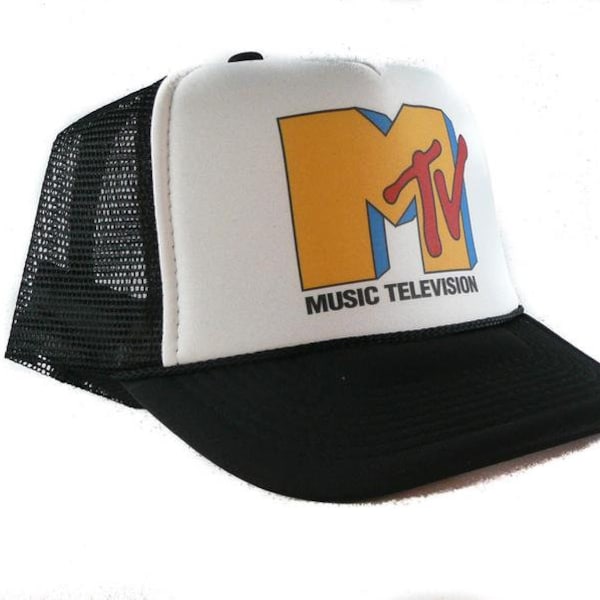 MTV Trucker Hat Vintage Hysteresenhut Netzhut Schwarzer Hut verstellbar ungetragen