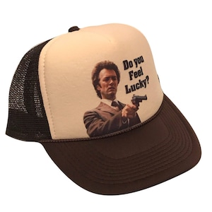 Do You Feel Lucky Trucker Hat | Adjustable Trucker Foam Brown Hat | Trucker Mesh Hat | Retro Vintage Trucker Hat | Snapback Hat Mans