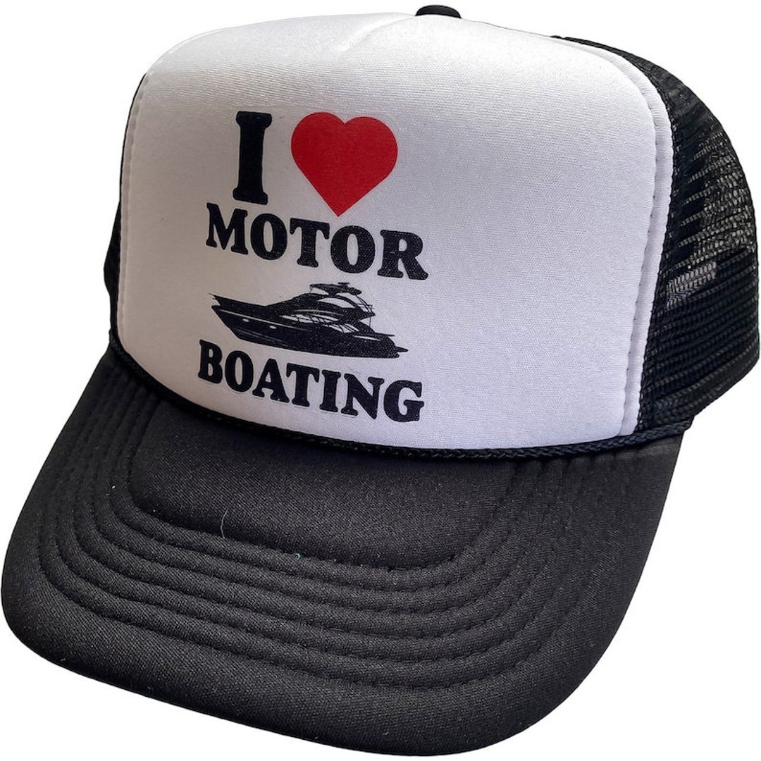Funny "I Love Motor Boating" Trucker Hat – Adjustable Black Baseball Cap For Men & Women - View #5
