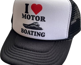 Liebe Motor Bootfahren Trucker Hat | Verstellbarer Trucker-Schaumstoff-schwarzer Hut | Trendy Trucker Netzmütze | Retro Vintage Trucker Hut | Snapback Hüte Man