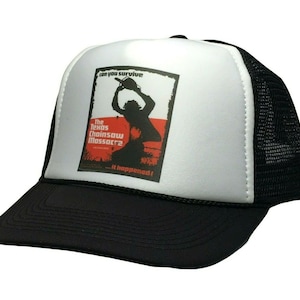 Texas-Kettensägenmassaker-Fernlastfahrer-Mütze | Verstellbare Trucker-Mütze aus Schaumstoff in Schwarz | Trucker-Mesh-Mütze | Retro Vintage Trucker Mütze | Snapback-Hut für Herren