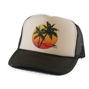 Sunset Trucker Hat Vintage Snapback Hat Mesh hat Brown Hat adjustable unworn
