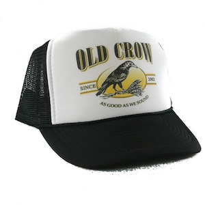 Old Crow Whiskey Trucker Hat Vintage Snapback Hat Mesh hat Black Hat adjustable unworn