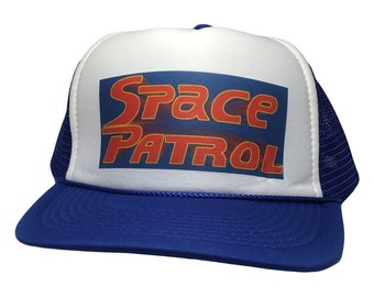 Space Patrol Trucker Hat | Adjustable Trucker Foam Blue Hats | Trendy Trucker Mesh Hats | Retro Vintage Trucker Hat | Snapback Hats Man