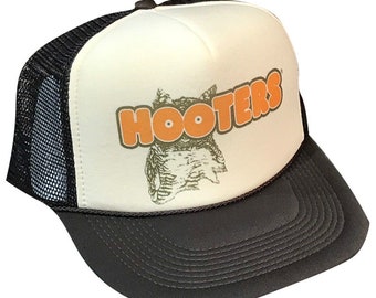 Hooters Trucker Hat Vintage Hysteresenhut Netzhut Schwarzer Hut verstellbar ungetragen