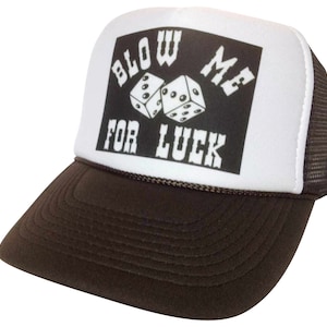Blow me for Luck Trucker Hat | Adjustable Trucker Foam Black Hat | Trendy Trucker Mesh Hat | Retro Vintage Trucker Hat | Snapback Hat Mans