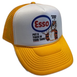 Esso Trucker Hats | Vintage Trucker Hats | Adjustable Trucker Foam Yellow Hats | Snapback Hat | Trucker Hat Man | Trendy Trucker Mesh Hats