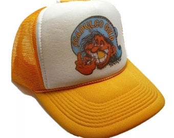 Acapulco Gold Trucker Hats | Trendy Trucker Mesh Hats | Retro Vintage Trucker Hat | Adjustable Trucker Foam Yellow Hats | Snapback Hats Mans