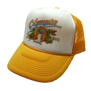 Olympia Beer Trucker Hat Vintage Snapback Hat Mesh hat Yellow Hat adjustable unworn