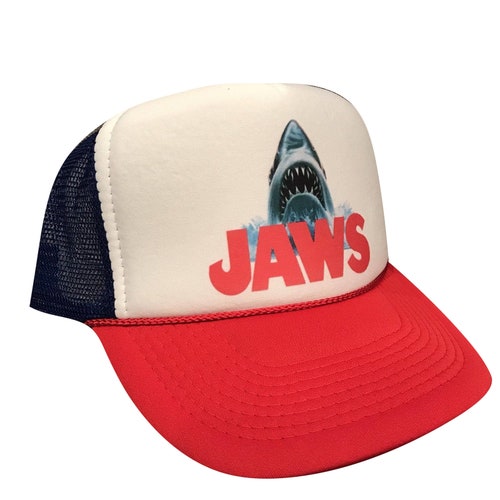 Jaws Trucker Hat Vintage Snapback Hat Mesh hat Red Blue Hat adjustable unworn