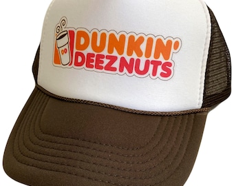Dunking Deeznuts Trucker-Hut | Verstellbare Trucker Foam Braune Hüte | Trendige Trucker Mesh Hats | Retro Vintage Trucker Hut | Snapback Hüte Man