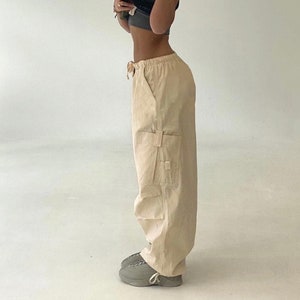 Y2K Baggy Cargo Drawstring Women Low Waist Trousers Vintage - Etsy