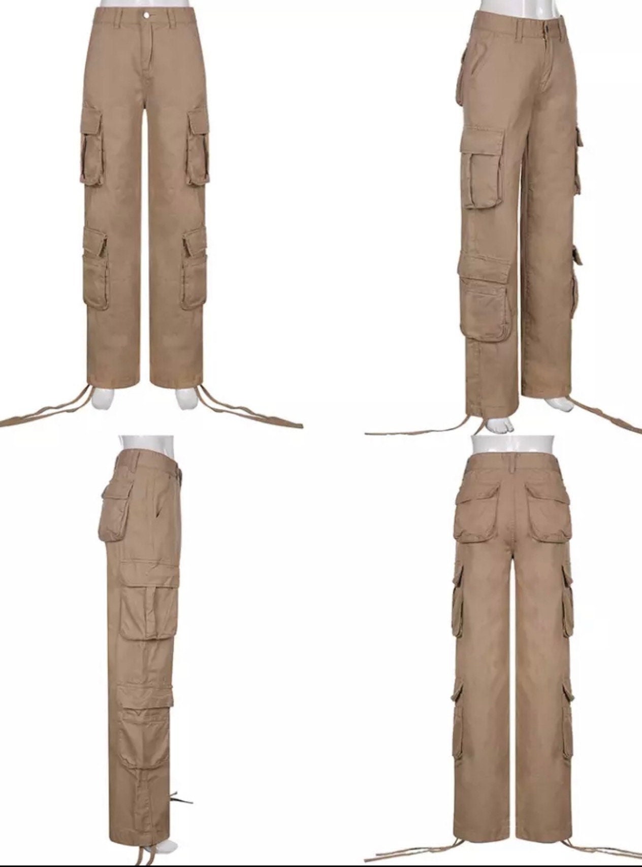 Y2K Big Pockets Brown/ Auburn Cargo Pants, Low Waisted Oversized