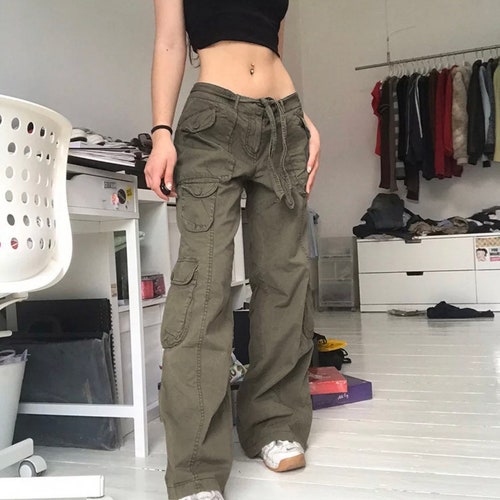 Vintage Cargo Jeans Women Y2k Hip Hop Baggy Wide Leg Denim - Etsy