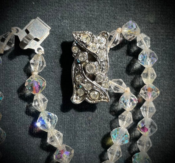 Vintage Crystal Necklace Aurora Borealis 2 Strand… - image 3