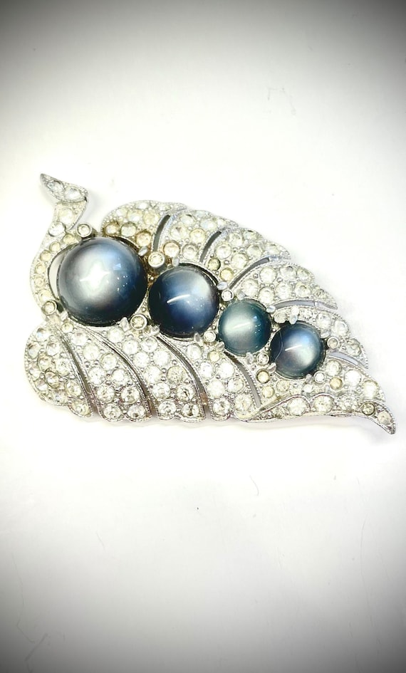 Antique Fur Pin/Clip/Brooch Art Deco Clear Rhines… - image 1